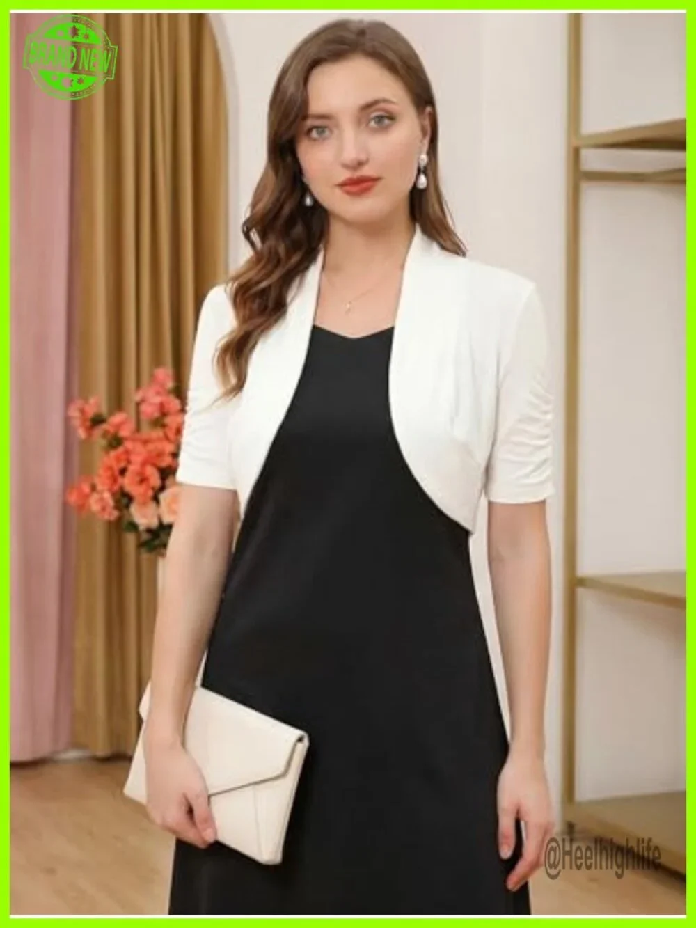 Short Sleeve Ruched Shrug Open Front Cropped Bolero Cardigan